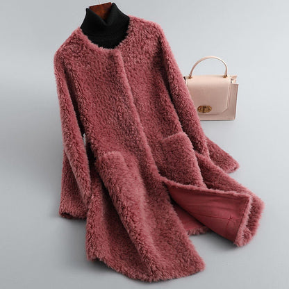 Women's Mid-length Lamb Wool Faux Fur