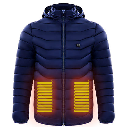 Men Heated Puffer Jacket Electric Heating Coat Insulated Hood Windbreaker