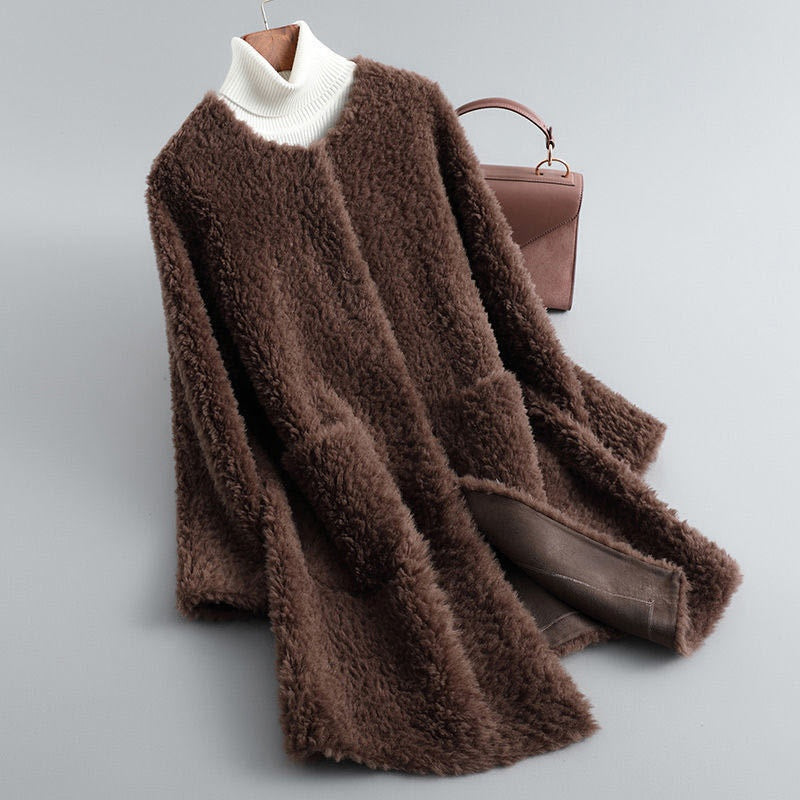 Women's Mid-length Lamb Wool Faux Fur