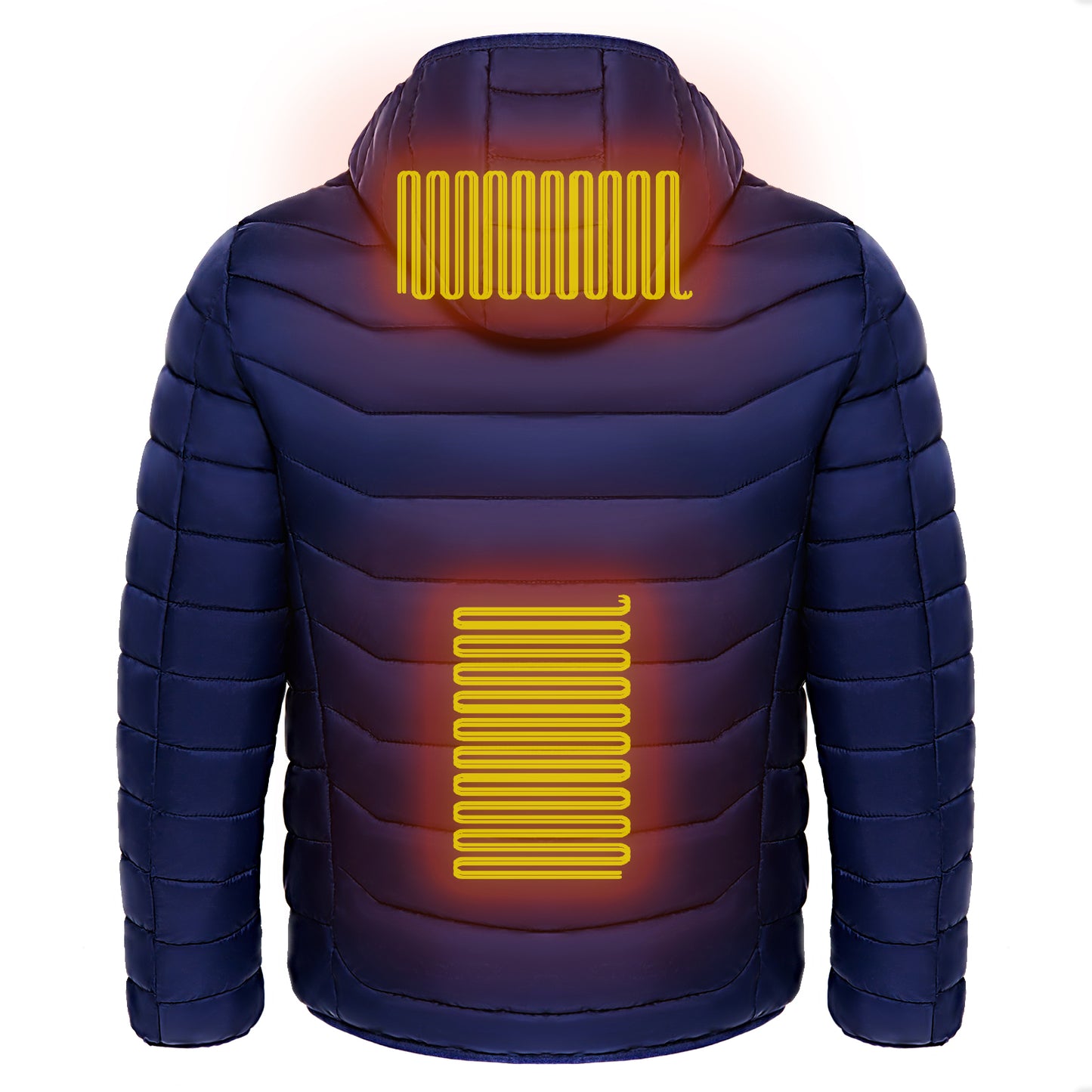 Men Heated Puffer Jacket Electric Heating Coat Insulated Hood Windbreaker